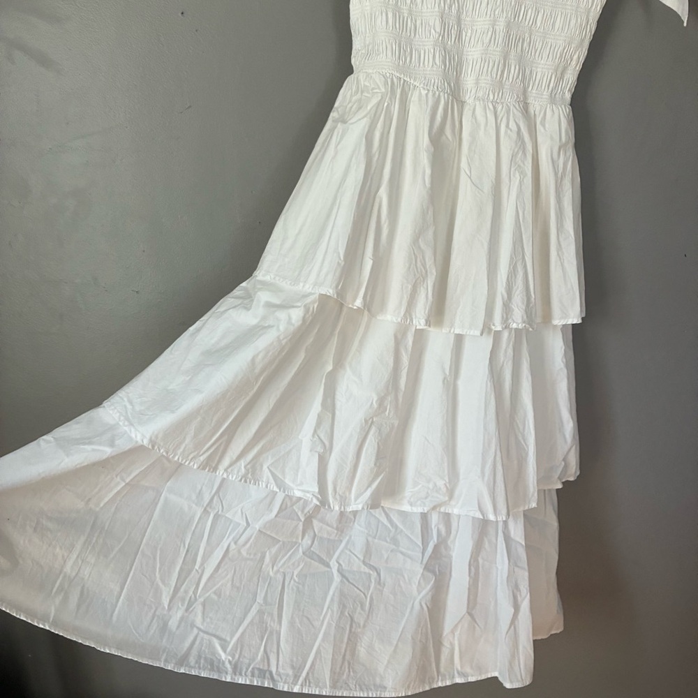 CLEOBELLA Kaiya Ruffle Tea Dress Smocked White Tiered Bow Coquette Cottagecore S - Picture 7 of 14
